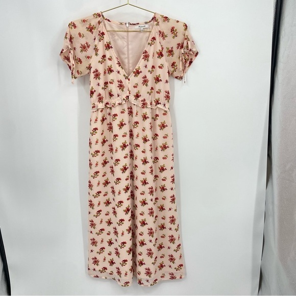 Madewell Tie-Sleeve Ruffle-Waist Midi Dress in Countryside Blooms Sz 00 - Picture 2 of 11